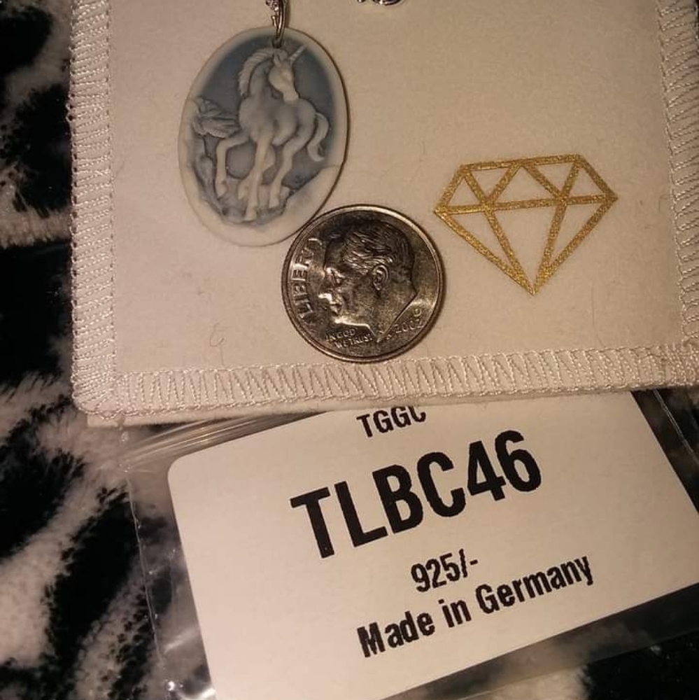 German Steeling Silver Chain and Unicorn Pendant.